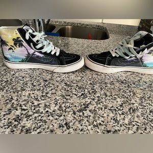 Unisex High Top Vans with Beach Scene